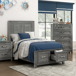 Twin Bed 018 - Finish: Gray<br><br>Available in Full & Queen Size<br><br>Available in Two-Tone White & Metallic Gray<br><br>Dimensions: 41.5 x 79.5 x 55.5 H