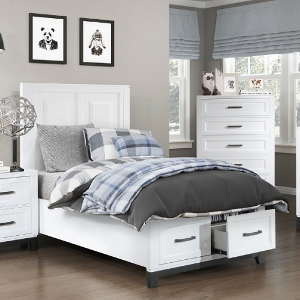 Twin Bed 011 - Finish: 2-Tone Finish (White and Metallic Gray)<br><br>Available in Full Size<br><br>Available in Gray<br><br>Dimensions: 41.5 x 79.5 x 55.5 H