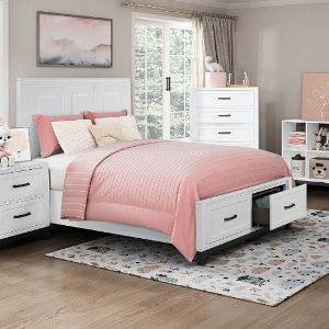 Full Bed 244 - Finish: 2-Tone Finish (White and Metallic Gray)<br><br>Available in Full Size<br><br>Available in Gray<br><br>Dimensions: 57 x 79.5 x 55.5H