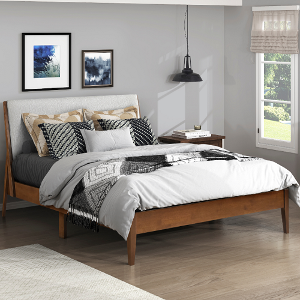 Full Bed 246 - Finish: Chestnut w/ White Upholstered headboard<br><br>