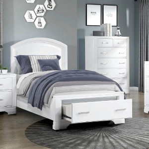 Twin Bed 092 - Finish: White<br><br>Available in Cherry<br><br>Available in Full Size<br><br>Dimensions: 57.5 x 81.5 x 50H
