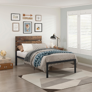 Twin Bed 102 - Finish: Black<br><br>Available in Full Size<br><br>Dimensions: 43 x 76.5 x 39.5 H