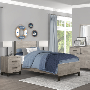 Twin Bed 106 - Finish: Light Gray & Gray<br><br>Available in Full Size<br><br>Dimensions: 42 x 80.5 x 43.5 H 