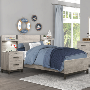 Twin Bed 107 - Finish: 2-Tone Light Gray and Gray<br><br>Available in Full Size<br><br>Dimensions: 82 x 80.5 x 43.5 H