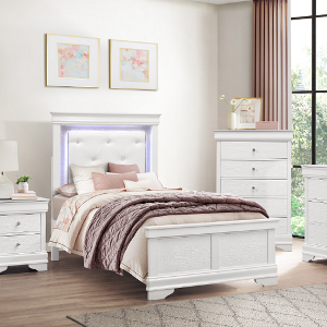 Twin Bed 009 - Finish: White<br><br>Available in Full Size<br><br>Dimensions: 44 x 79.5 x 54 H
