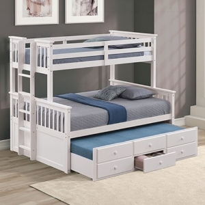 TF Bunkbed 038 - Finish: White<br><br>Available in Gray & Dark Walnut Finish<br><br>Dimensions: 59.5 W X 83 D X 71.5 H

