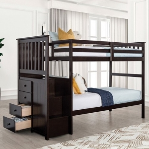 TT Bunkbed 079 - Finish: Espresso<br><br>Dimensions: 43 W X 99 D X 65 H
