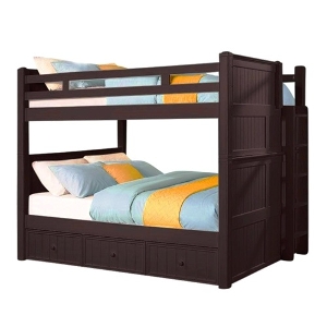 QQ Bunkbed 004 - Finish: Espresso<br><br>Available in Grey, White, Black & Blue<br><br><b>Storage & Trundle Sold Separately</b><br><br>Dimensions: 66 W x 92 L x 70 H
