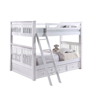 FF Bunkbed 005 - Finish: White<br><br>Available in Grey & Espresso Finish<br><br><b>Storage & Trundle Sold Separately<b><br><br>Dimensions: 59 W x 83 L x 71 H