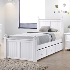 XL Twin Bed 001 - Finish: White<br><br><b>Twin XL</b><br><br>Available in Black, Grey, Blue & Espresso<br><br><b>Storage & Trundle Sold Separately</b><br><br>Dimensions: 43 W x 87 L x 49-1/2 H
