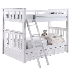 QQ Bunkbed 007 - Finish: White<br><br>Available in Grey & Espresso Finish<br><br>Available in Twin/Twin, Twin/Full & Full/Full Bunkbed<br><br>Dimensions: 66 W x 87 L x 71 H