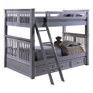 QQ Bunkbed 009 - Finish: Gray<br><br>Available in White & Espresso Finish<br><br>Available in Twin/Twin, Twin/Full & Full/Full Bunkbed<br><br>Dimensions: 66 W x 87 L x 71 H