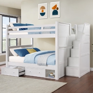 QQ Bunkbed 112 - Finish: White<br><br>Available in Black, Blue, Espresso & Gray Finish<br><br>Dimensions: 66 W x 107 3/4 L x 71 H