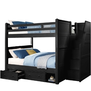 QQ Bunkbed 113 - Finish: Black<br><br>Available in White, Blue, Espresso & Gray Finish<br><br>Dimensions: 66 W x 107 3/4 L x 71 H