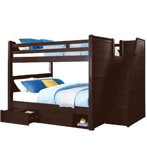 QQ Bunkbed 116 - Finish: Espresso<br><br>Available in White, Blue, Black & Gray Finish<br><br>Dimensions: 66 W x 107 3/4 L x 71 H