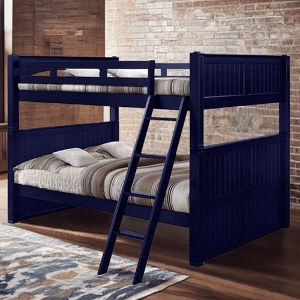 QQ Bunkbed 117 - Finish: Blue<br><br>Available in Espresso, Black, Gray, White & Antique Oak Finish<br><br><Long Ladder<br><br>Dimensions: 66 W x 87 L x 71 H