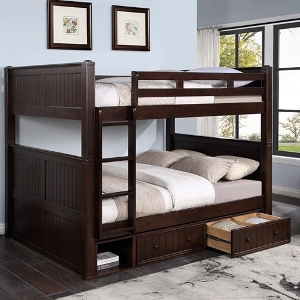 QQ Bunkbed 121 - Finish: Espresso<br><br>Available in Grey, Blue, White, Antique Oak or Black Finish<br><br>Dimensions: 66 W x 87 L x 71 H