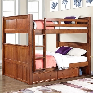 QQ Bunkbed 123 - Finish: Antique Oak<br><br>Available in Grey, Blue, White, Espresso or Black Finish<br><br>Dimensions: 66 W x 87 L x 71 H