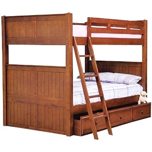 QQ Bunkbed 124 - Finish: Antique Oak<br><br>Available in Grey, Blue, White, Espresso or Black Finish<br><br>Dimensions: 66 W x 87 L x 71 H