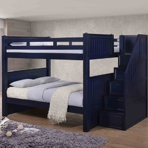 FF Bunkbed 111 - Finish: Blue<br><br>Available in Gray, White, Espresso & Black<br><br>Available in Twin over Twin, Twin over Full & Queen over Queen<br><br>Dimensions: 59 W x 103 3/4 L x 71 H