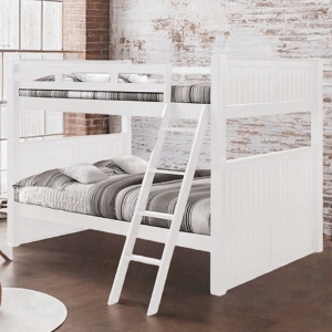 QQ Bunkbed 125 - Finish: White<br><br>Available in Twin over Queen & Full over Queen Bunkbed<br><br>Available in Gray, Blue, Antique Oak, Black & Espresso<b><br>Dimensions: 66 W x 87 L x 71 H