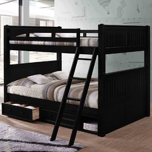 QQ Bunkbed 126 - Finish: Black<br><br>Available in Grey, Blue, White, Antique Oak or Espresso Finish<br><br>Dimensions: 66 W x 87 L x 71 H