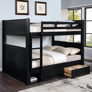 QQ Bunkbed 128 - Finish: Black<br><br>Available in Grey, Blue, White, Antique Oak or Espresso Finish<br><br>Dimensions: 66 W x 87 L x 71 H