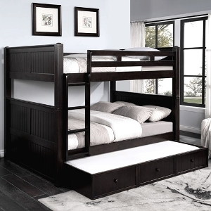 QQ Bunkbed 129 - Finish: Black<br><br>Available in Grey, Blue, White, Antique Oak or Espresso Finish<br><br>Dimensions: 66 W x 87 L x 71 H