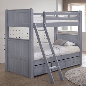 XL Twin Bunkbed 008 - Finish: Gray<br><r>Available in Espresso, Black, White & Blue<br><br>Dimensions: 43 W x 87 L x 71 H