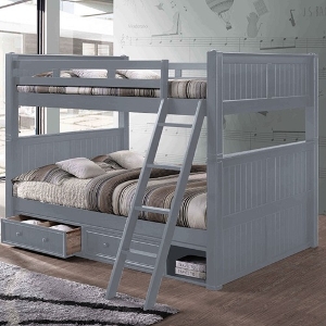 QQ Bunkbed 130 - Finish: Gray<br><br>Available in Black, Blue, White, Antique Oak or Espresso Finish<br><br>Dimensions: 66 W x 87 L x 71 H