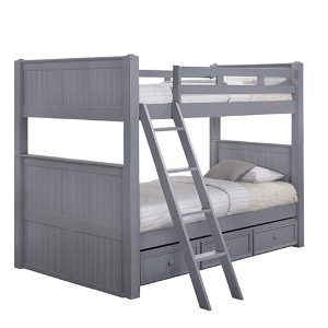 QQ Bunkbed 131 - Finish: Gray<br><br>Available in Black, Blue, White, Antique Oak or Espresso Finish<br><br>Dimensions: 66 W x 87 L x 71 H