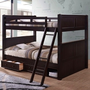 XL Full Bunkbed 004 - Finish: Espresso<br><br>Available in Blue, Gray, White & Black<br><br>Dimensions: 59 W x 87 L x 71 H