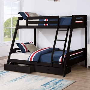 TF Bunkbed 128 - Finish: Black<br><br>Available in Gray, White & Espresso Finish<br><br>Dimensions: 79 W X 61 D X 65 H