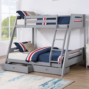 TF Bunkbed 129 - Finish: Gray<br><br>Available in Espresso, White & Black Finish<br><br>Dimensions: 79 W X 61 D X 65 H