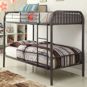 Item # A0305MBB - Finish: Gunmetal<br><br>Available in Full/Full Bunk Bed<br><br>Available in Dark Brown<br><br>Slats System Included<br><br>Dimensions: 79