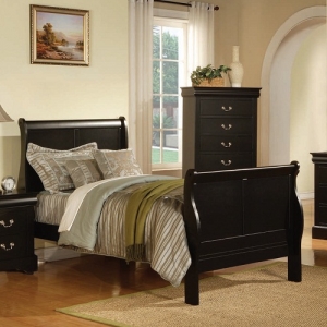 Full Bed 172 - Finish: Black<br><br>Available in Cherry, Antique Gray, White & Platinum Finish<br><br>Available in Twin Size<br><br>Box Spring Required<br><br>Dimensions: 85