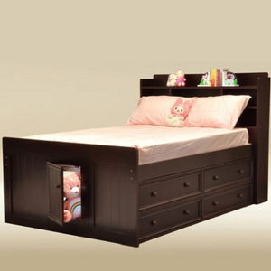 Item # A0061CPT - Full Captain Bed<br>Finish: Walnut<br>Also available in Black, White, Dark Pecan and Pecan<br>86W x 55D x 53H