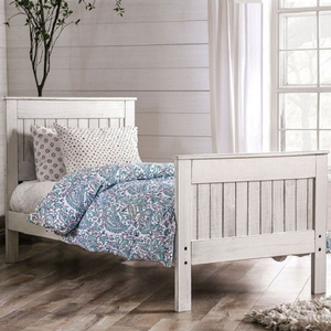 Twin Bed 037 - Finish: Rustic Weathered White<br><br>Available in Full & Queen Size<br><br>Dimensions: 78 1/2 L X 41 1/2 W X 43 3/4 H