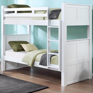 TT Bunkbed 005 - Finish: White<br><br>Available in Twin over Full and Full over Full<br><br>Available in Black, Grey, Espresso, Blue & Oak<br><br>Dimensions: 43 W x 83 L x 71 H