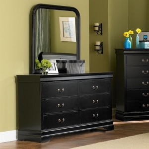 Item # 160DR - *Mirror Sold Separately*<br><br>6 Drawer Dresser in Black with metal glides<br><br>