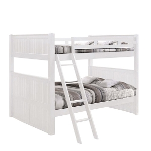 FF Bunkbed 002 - Finish: White<br><br>Available in Birch, Black, Blue, Dark Pecan, Pecan, and Walnut<br><br>Dimensions: 83 L x 59 W x 71 H