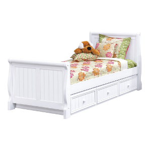 Twin Bed 022 - Finish: White<br><br>Available in Full Size<br><br>Available in Blue & Espresso<br><br>Dimensions: 83 L x 42 W x 41 H