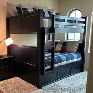 FF Bunkbed 001 - Finish: Black<br><br>Available in Twin over Full and Twin over Twin<br><br>Available in White, Espresso, Gray & Blue<br><br>Dimensions: 59 W x 83 L x 71 H