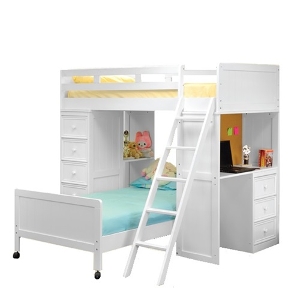 Item # LB003 - Finish: White<br><br>Available in Black & Grey Finish<br><br>BOTTOM TWIN BED SOLD SEPARATELY<br><br>Dimensions: 42 W x 80 L x 70 H