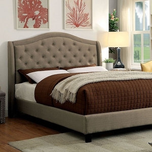 Full Bed 203 - Finish: Espresso Frame w/ Warm Gray Fabric<br><br>Dimensions: 82 L X 62 1/2 W X 52 H