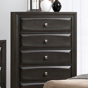 Item # 316CH - Style Transitional<br>
Color/Finish Gray<br>
Material Solid wood, wood veneer, others<br>
Hardware Nickel square knob<br>
Product Dimension<br>
Chest 31 1/2