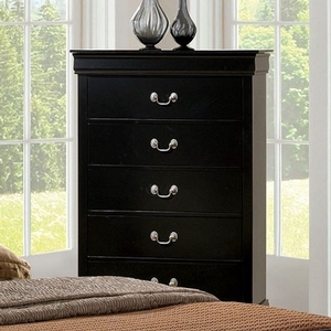 Item # 319CH Black Chest - Style Transitional<br>
Color/Finish Black<br>
Material Solid wood, wood veneer, others<br>
Hardware Nickel hanging pulls<br>
Product Dimension Chest 37