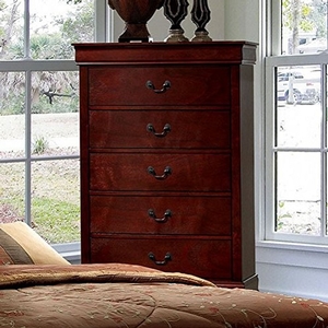 Item # 318CH - Style Transitional<br>
Color/Finish Cherry<br>
Material Solid wood, wood veneer, others<br>
Hardware Black hanging pulls<br>
Product Dimension<br>
Chest 37