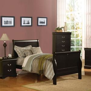 Twin Bed 074 - Finish: Black<br><br>Available in Full<br><br>Available in White & Cherry Finish<br><br>Dimensions: 85 L X 41 W X 47 H