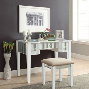 Item # 923V Vanity w/ Stool - Finish: White<br><br>Vanity: 42L X 21 1/2W X 29 7/8H<br><br>Stool: 18L X 15W X 18 1/4H